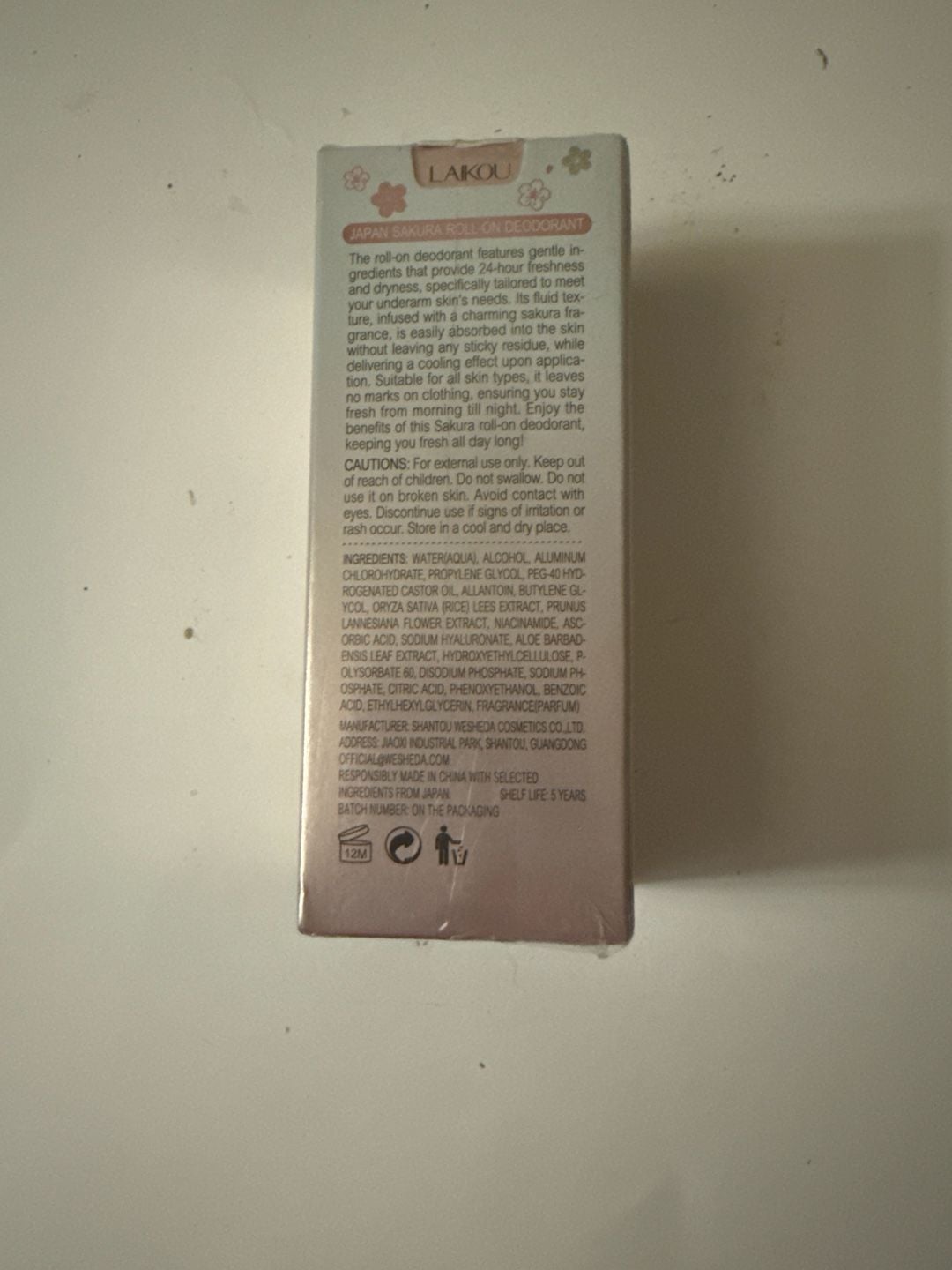 LAIKOU Japan Sakura Roll-On Deodorant with Niacinamide and Hyaluronic Acid 60ml 3