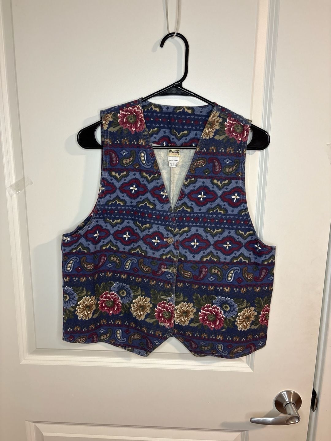 VTG Vivaldi Jeanswear Floral and Paisley Southwestern Tapestry Vest medium USA 2