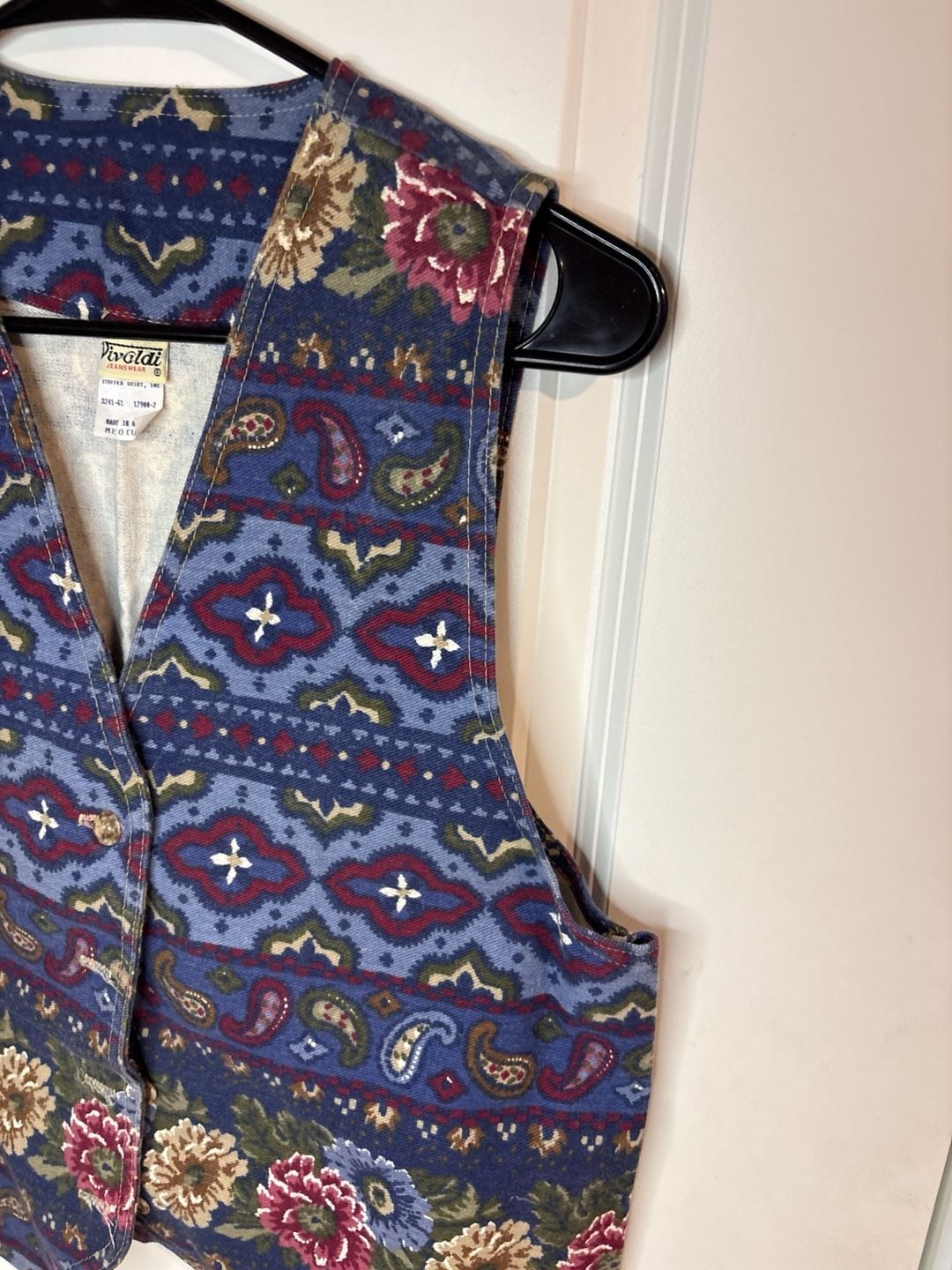 VTG Vivaldi Jeanswear Floral and Paisley Southwestern Tapestry Vest medium USA 4