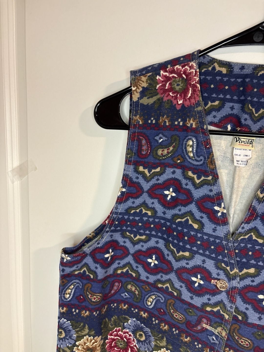 VTG Vivaldi Jeanswear Floral and Paisley Southwestern Tapestry Vest medium USA 5