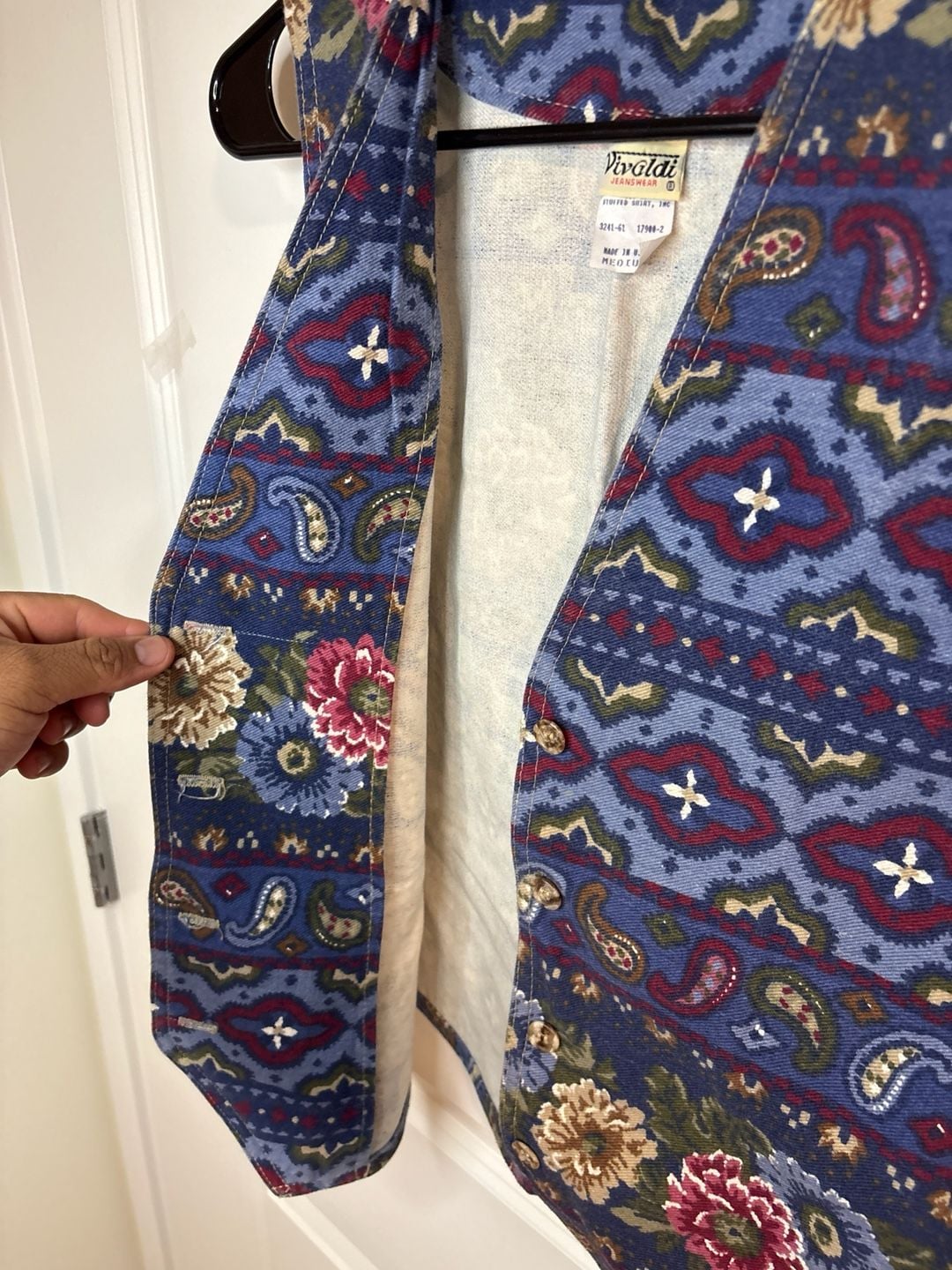 VTG Vivaldi Jeanswear Floral and Paisley Southwestern Tapestry Vest medium USA 8