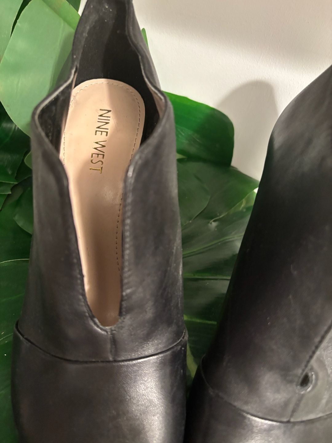 Nine West Artissa Black Leather Peep Toe Stiletto Heel Booties 3