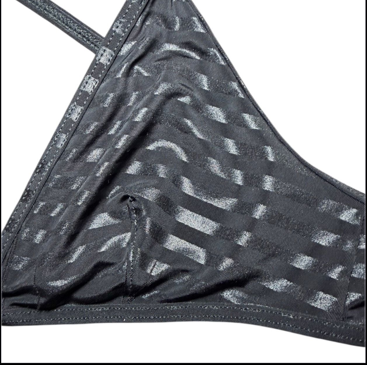 American Apparel Black Strappy Bralette Size Small Metallic Sheer Triangle Bra 2