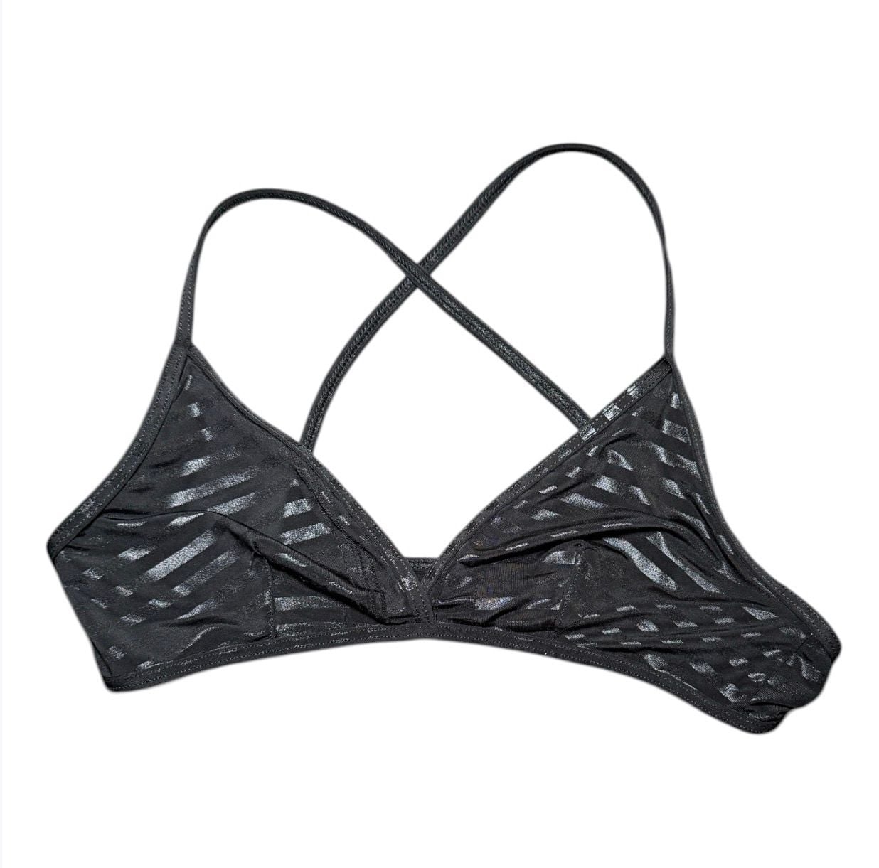 American Apparel Black Strappy Bralette Size Small Metallic Sheer Triangle Bra 3