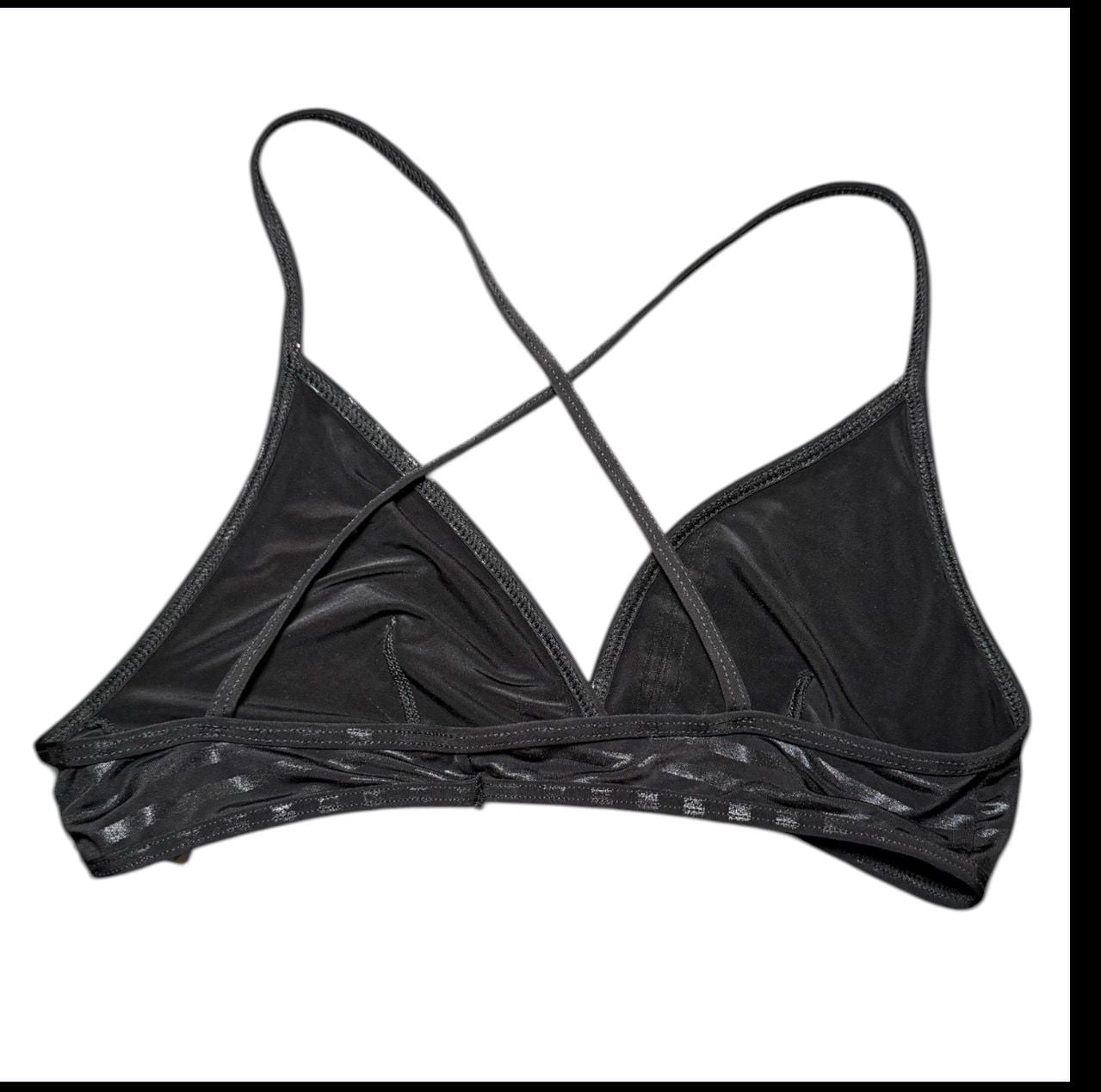 American Apparel Black Strappy Bralette Size Small Metallic Sheer Triangle Bra 4