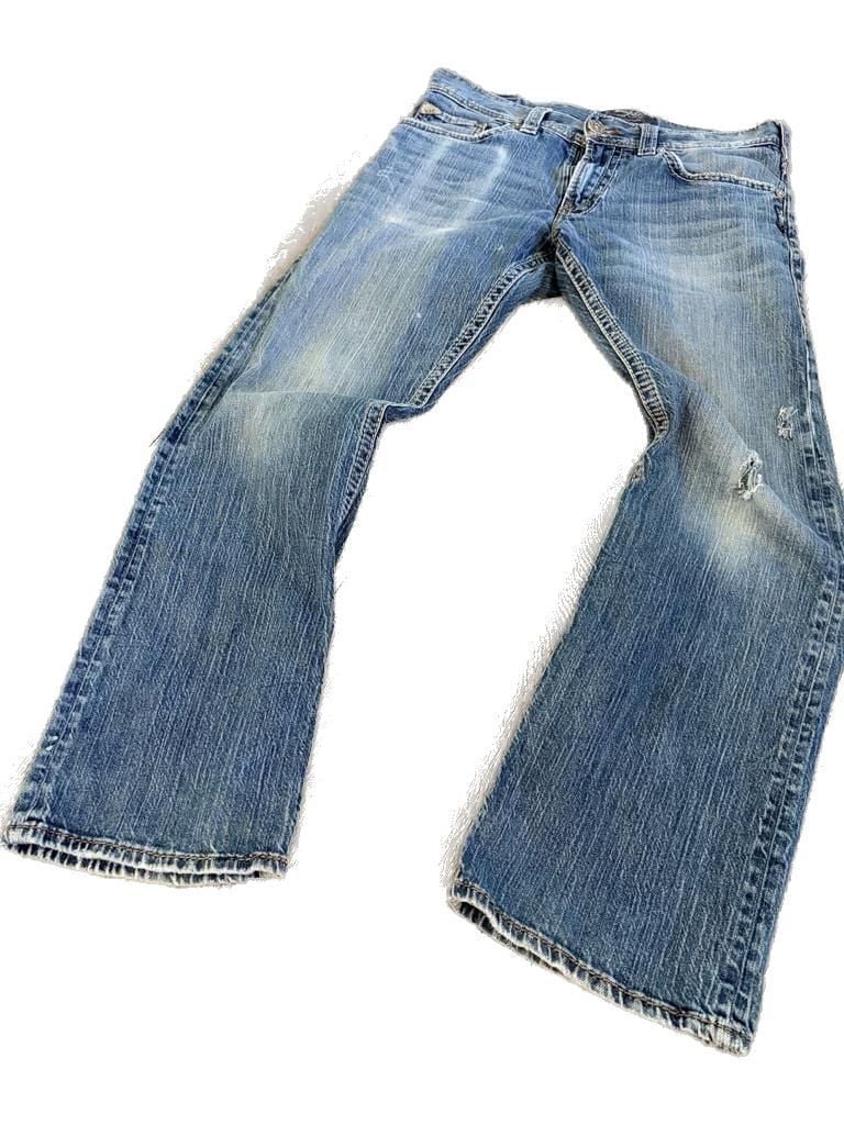 Silver Jeans Co. SJC Mid-Rise Bootcut Distressed Denim Jeans 34 2