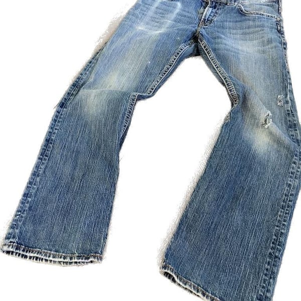 Silver Jeans Co. SJC Mid-Rise Bootcut Distressed Denim Jeans 34
