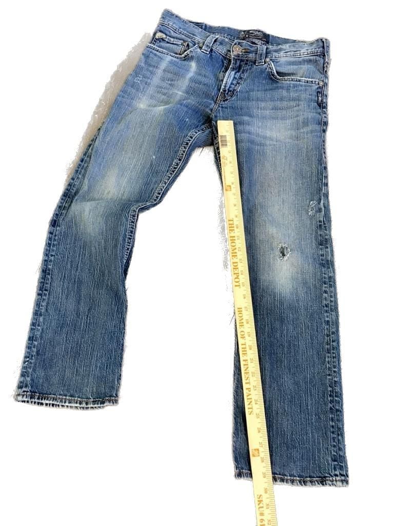 Silver Jeans Co. SJC Mid-Rise Bootcut Distressed Denim Jeans 34 5