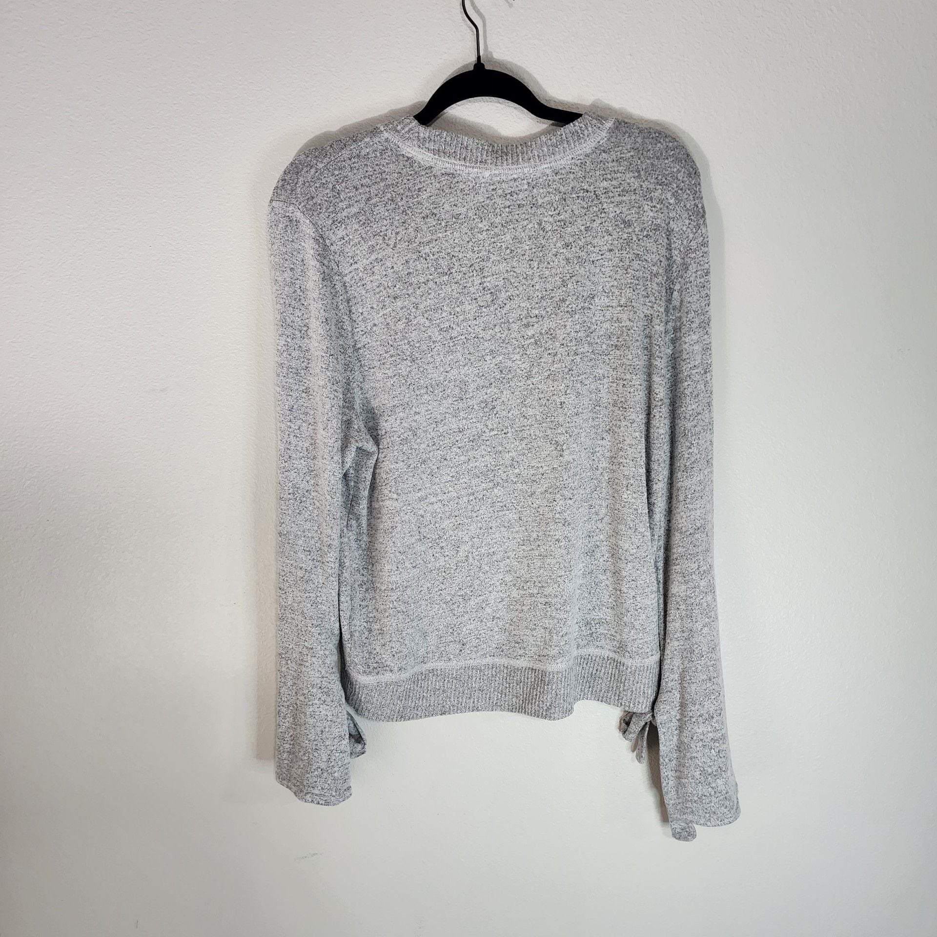 Abercrombie & Fitch Grey Marled Tie-Sleeve Crewneck Top 7
