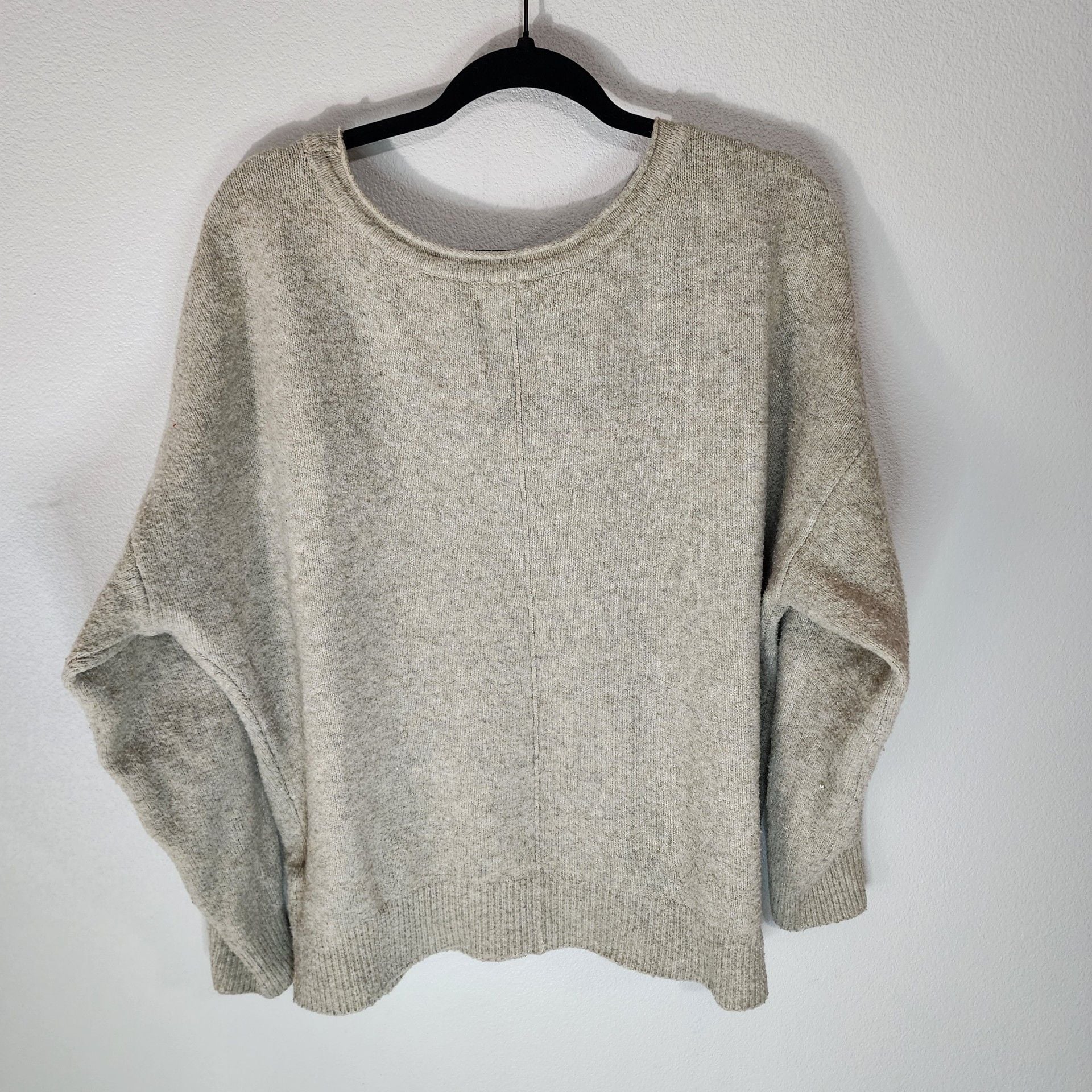 Abercrombie & Fitch Grey Marled Tie-Sleeve Crewneck Top 8