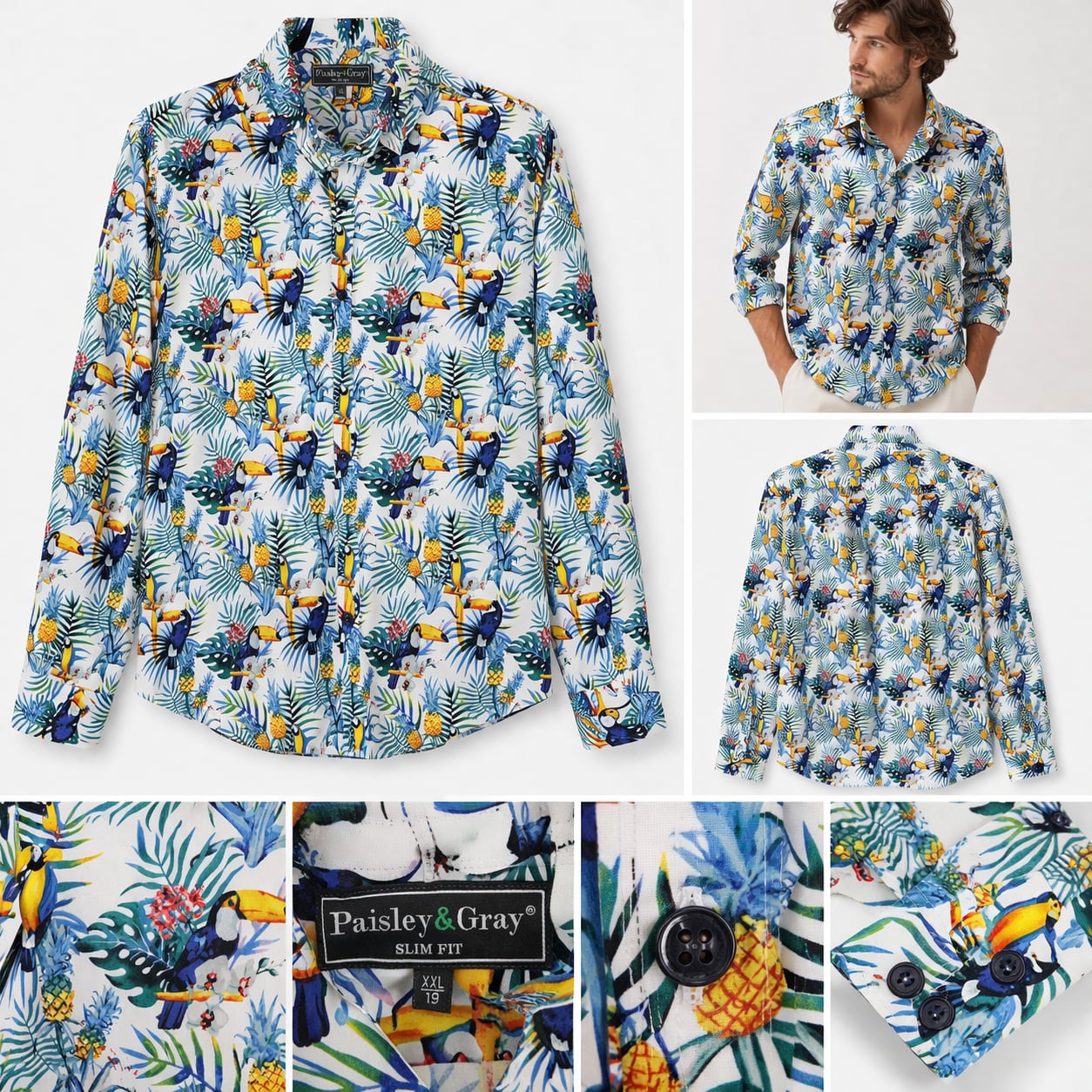 VTG Pier Connection Paisley Button Shirt Men Size Large Multicolor Art Pastel 2