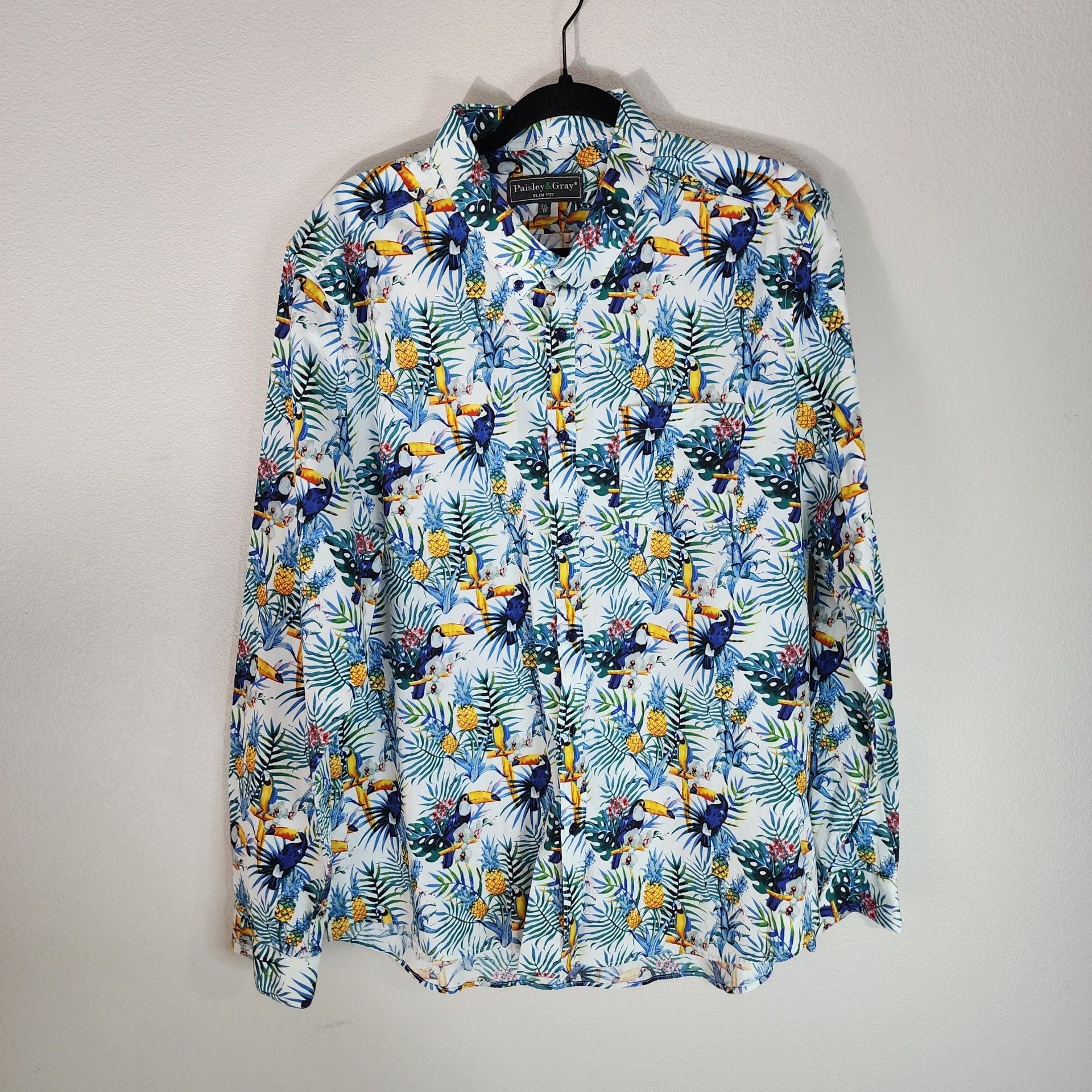 VTG Pier Connection Paisley Button Shirt Men Size Large Multicolor Art Pastel 3
