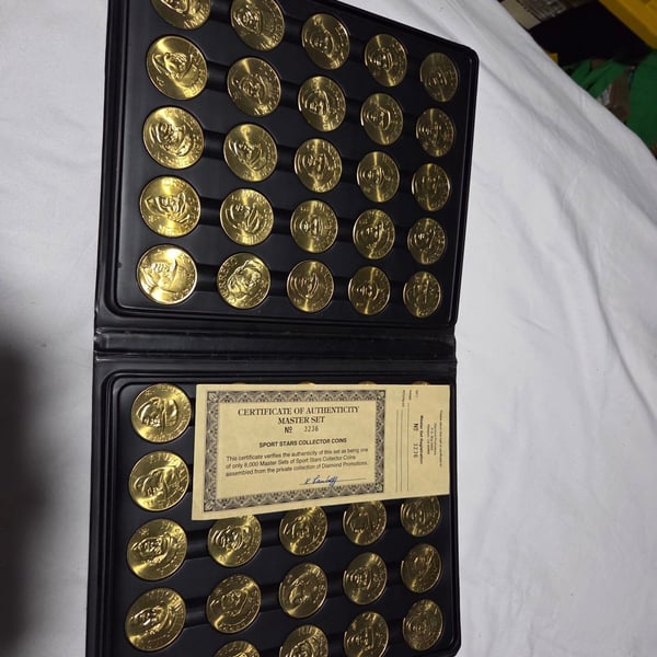 Diamond Promotions Sport Stars Collector Coins Master Set 60 Gold Coins with COA