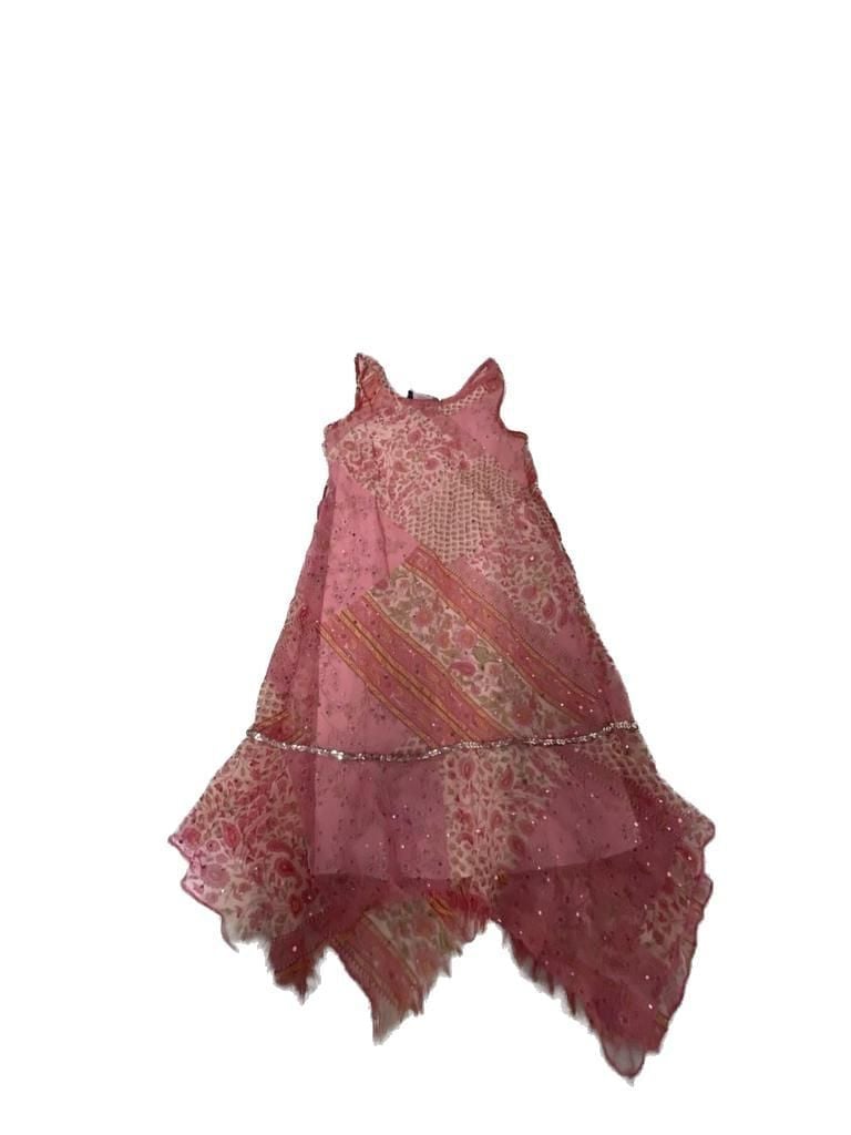 Vintage Zoey Pink Patchwork Paisley Sequin Hanky Hem Dress 2
