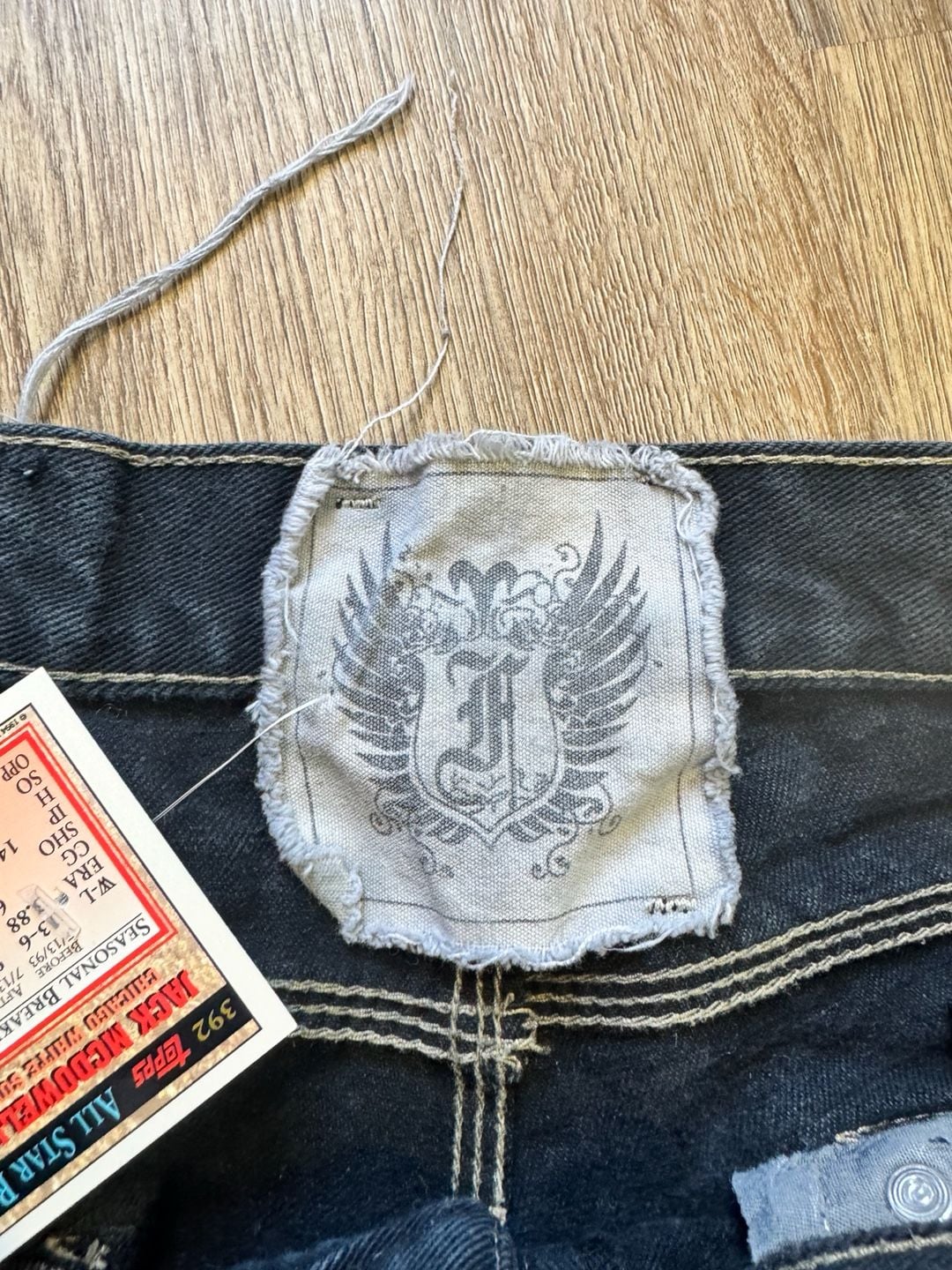 F.U.S.A.I. Distressed Black Denim Cargo Jorts 4