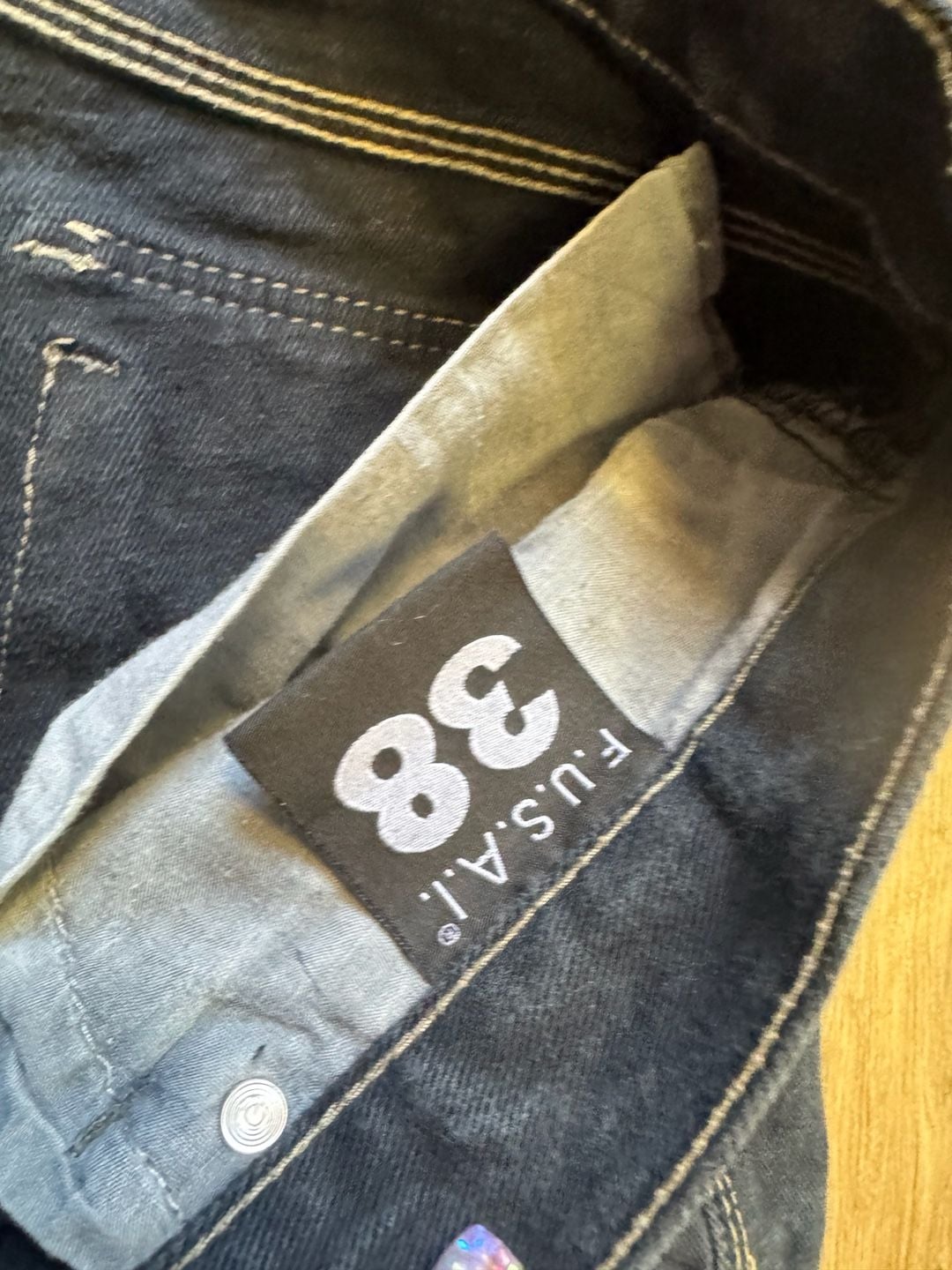 F.U.S.A.I. Distressed Black Denim Cargo Jorts 5