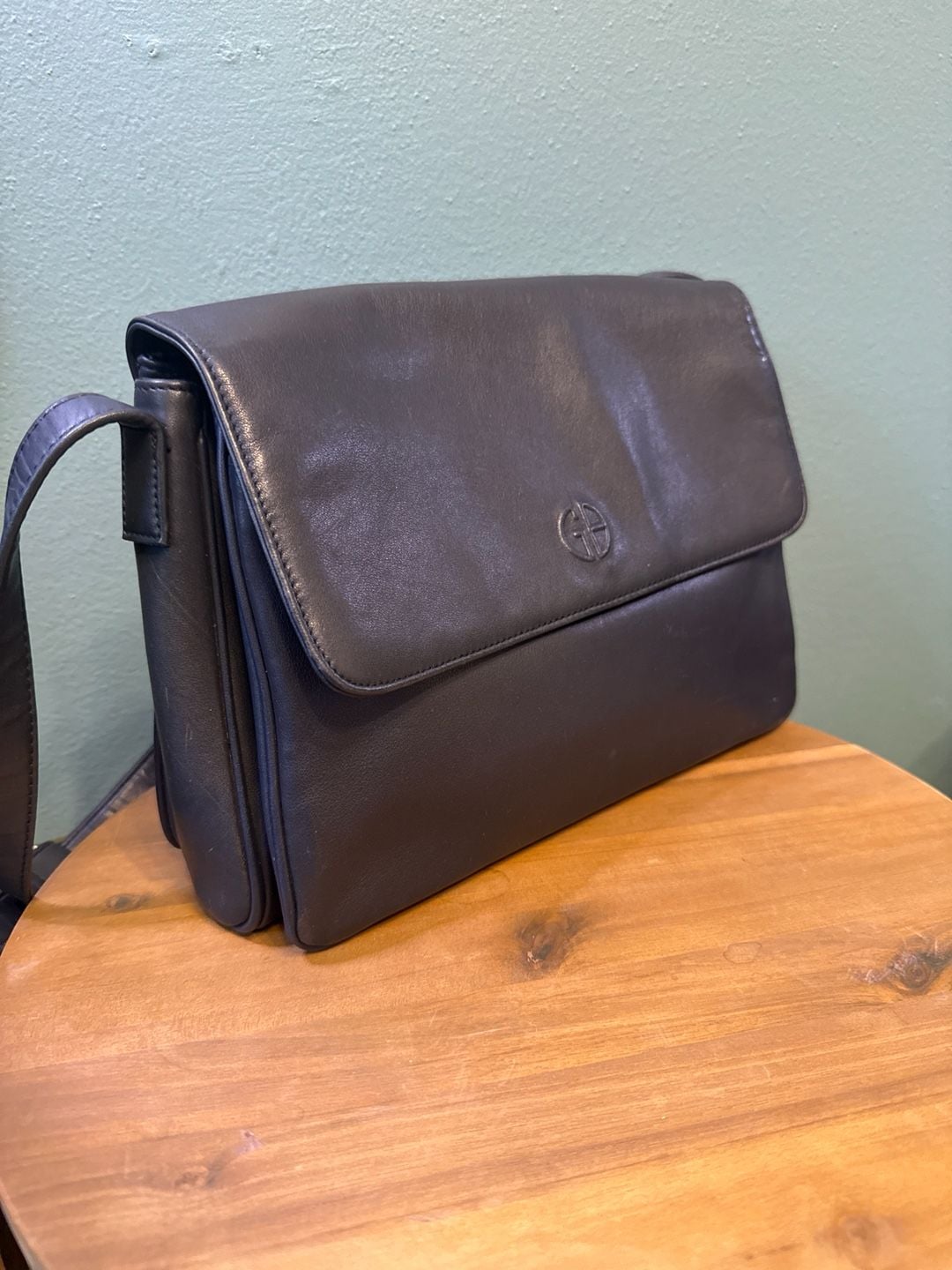 Giani Bernini Navy Blue Leather Triple Gusset Crossbody Bag 3