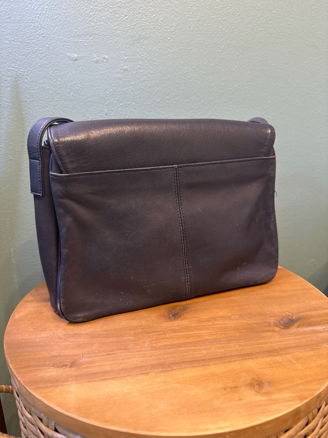 Giani Bernini Navy Blue Leather Triple Gusset Crossbody Bag 4