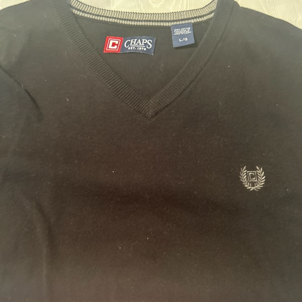Chaps Sweater Vest Mens Size L Black Sleeveless V Neck Golf Casual