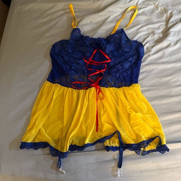 Avidlove Women's Snow White Cosplay Lingerie Lace Babydoll Chemise with Garter Straps