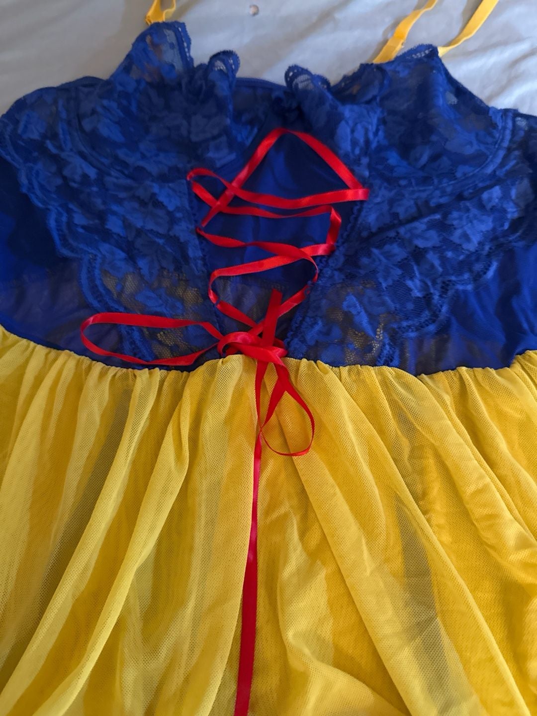 Avidlove Women's Snow White Cosplay Lingerie Lace Babydoll Chemise with Garter Straps 2