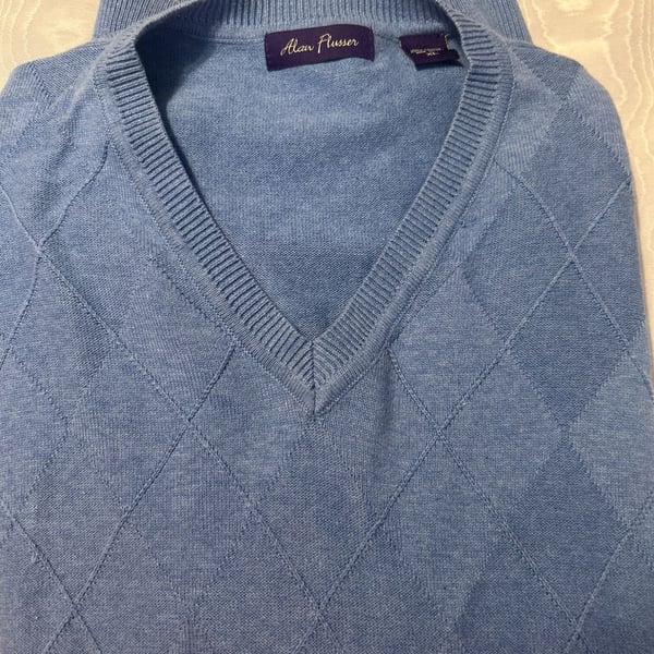 Alan Flusser Mens sweater 100% Cotton blue Size XL long sleeve Cardigan