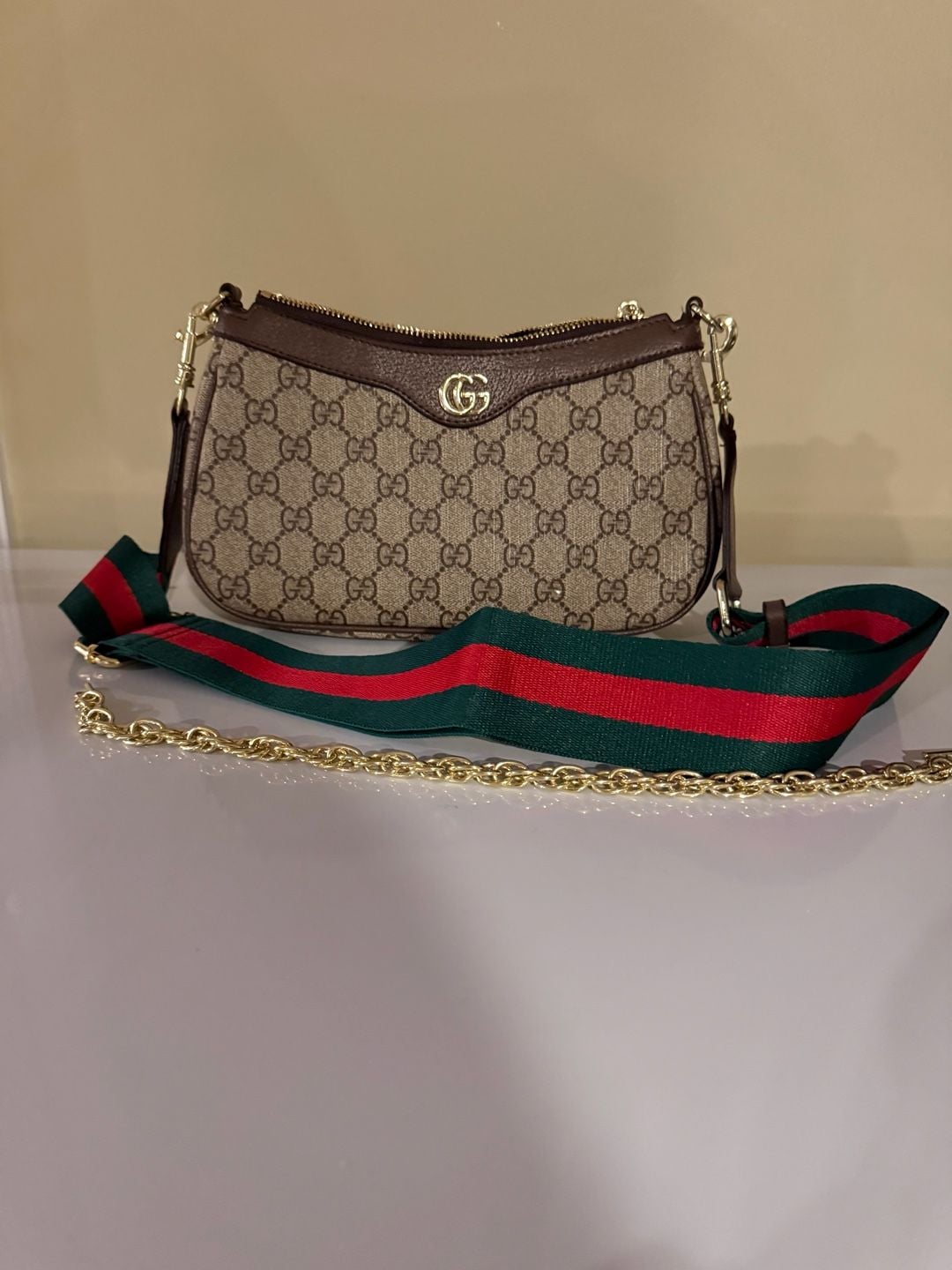 Gucci Ophidia GG Small Shoulder Bag with Web and Chain Straps 2