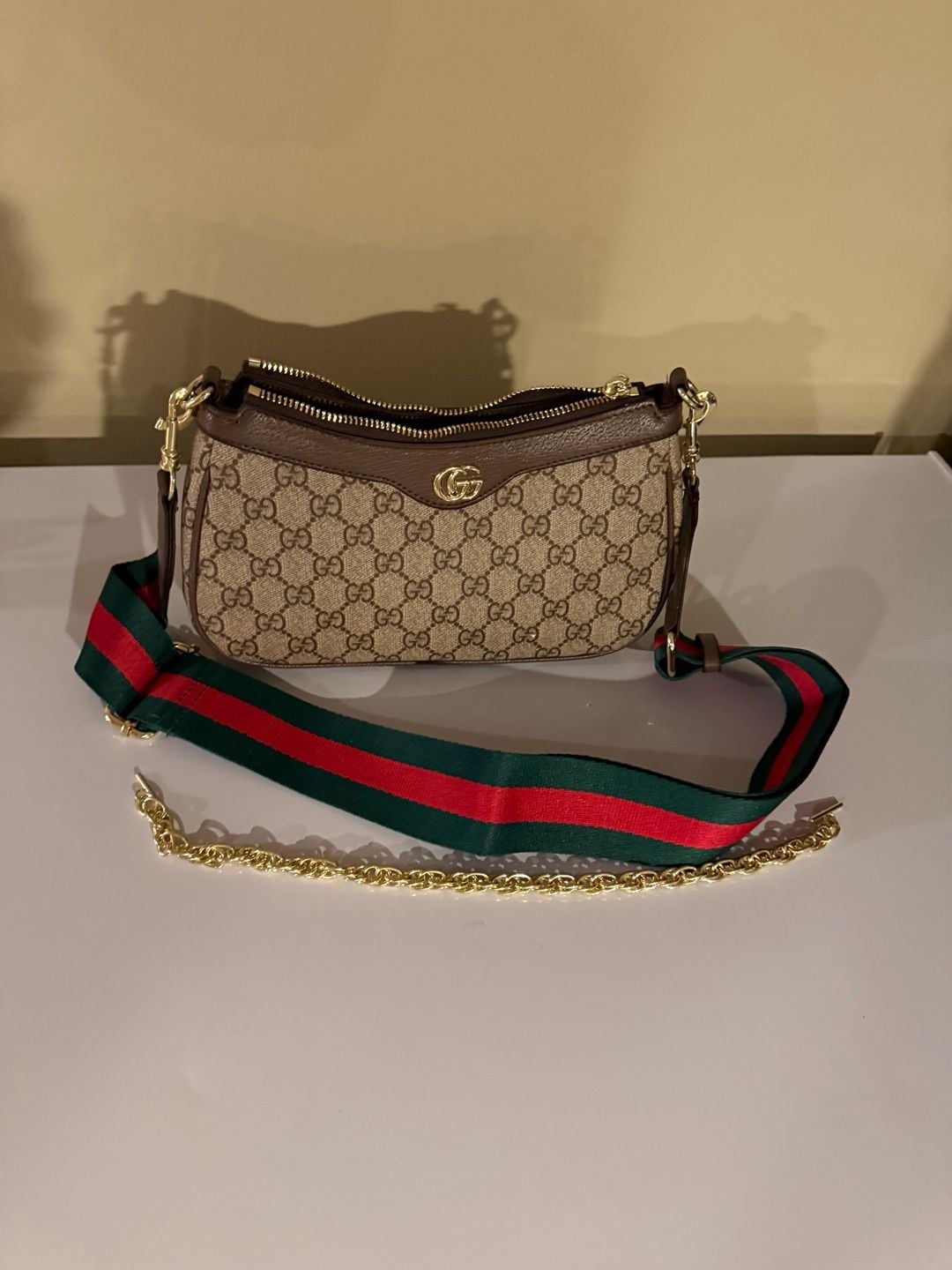 Gucci Ophidia GG Small Shoulder Bag with Web and Chain Straps 3
