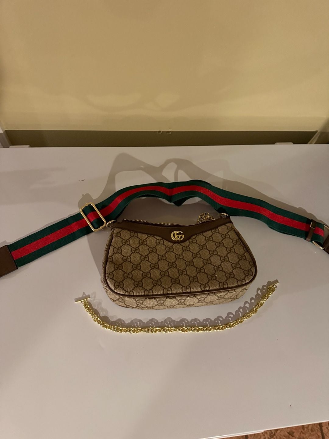 Gucci Ophidia GG Small Shoulder Bag with Web and Chain Straps 4