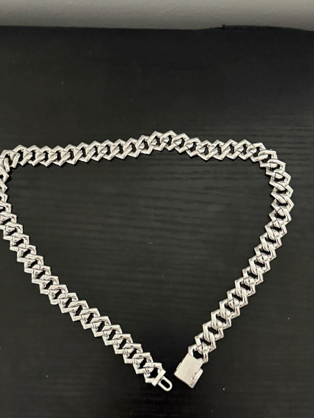 22 inch Silver Iced Out Prong Cuban Link Chain Necklace with Rhinestones 5