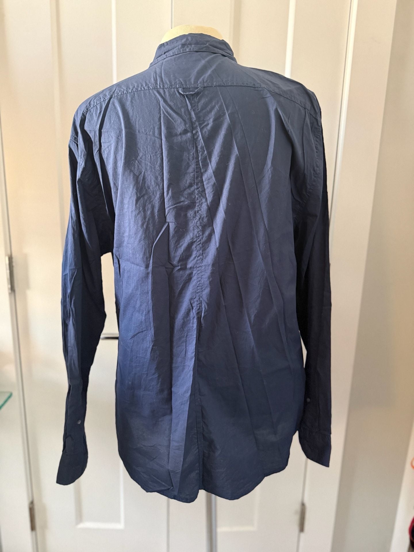 Saks Fifth Avenue Men's Navy Blue Long Sleeve Cotton Button Down Shirt 3