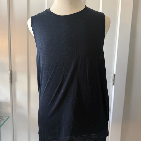 Fabletics Black High-Low Muscle Tank Top