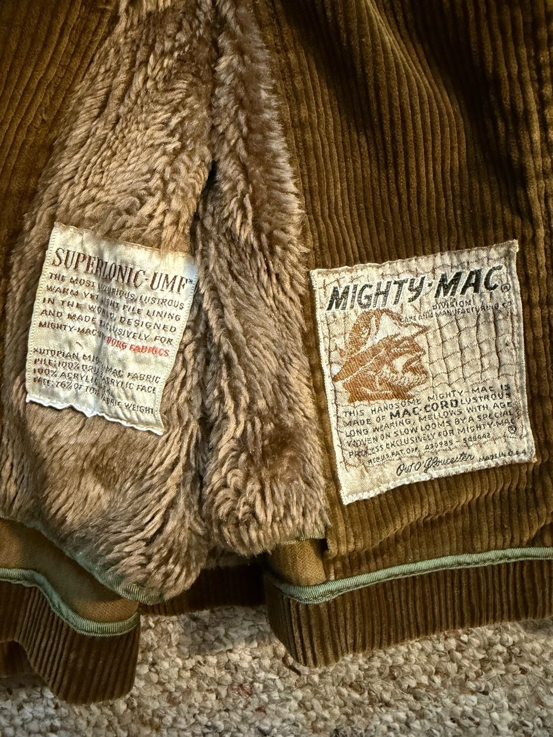 Vintage Mighty-Mac Out O' Gloucester Corduroy Pile Lined Coat 4
