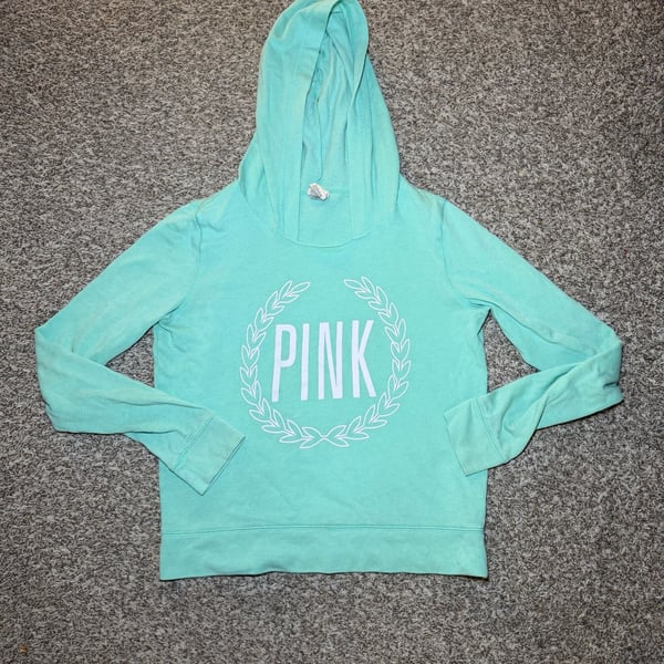 Victoria’s Secret PINK Mint Green Hoodie Women’s Size M Logo Pullover
