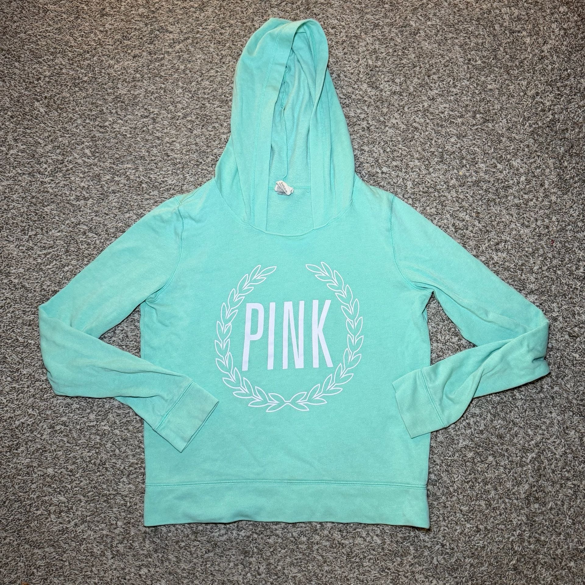 Victoria’s Secret PINK Mint Green Hoodie Women’s Size M Logo Pullover 10