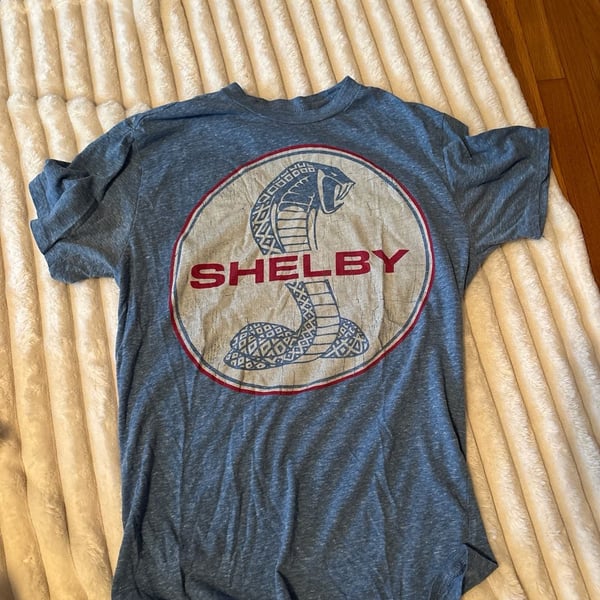 Shelby Cobra Logo Graphic T-Shirt Heathered Blue Size S