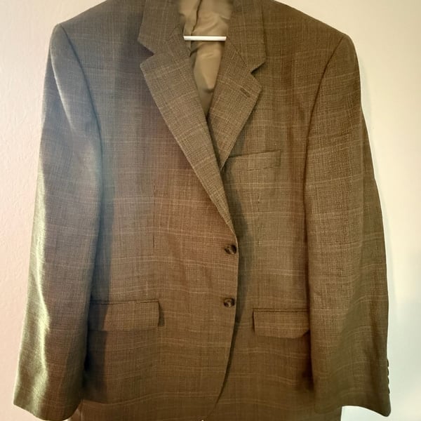 Lauren Ralph Lauren Brown Silk Wool Blend Check Sport Coat Blazer Size 48R