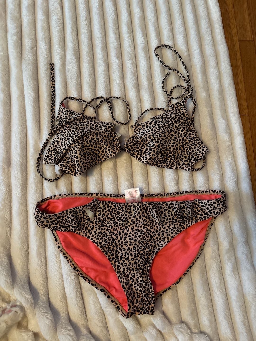 Xhilaration Leopard Print Ruffle 2-Piece Bikini Set Size Medium 1