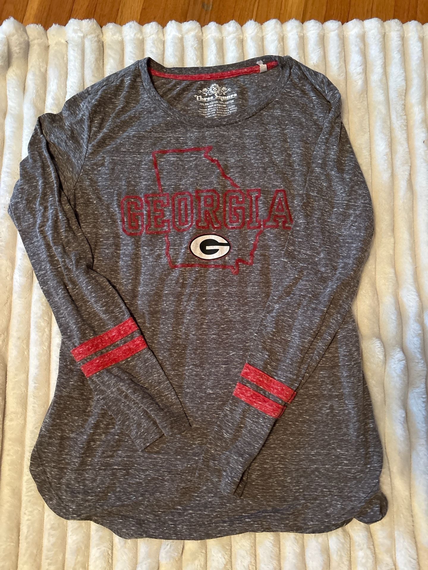 Three Square University of Georgia Bulldogs Long Sleeve Shirt Size XL Heather Grey 1