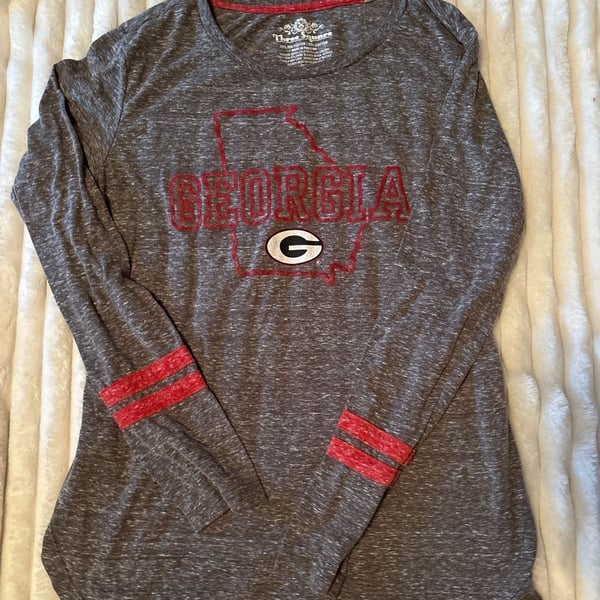 Three Square University of Georgia Bulldogs Long Sleeve Shirt Size XL Heather Grey