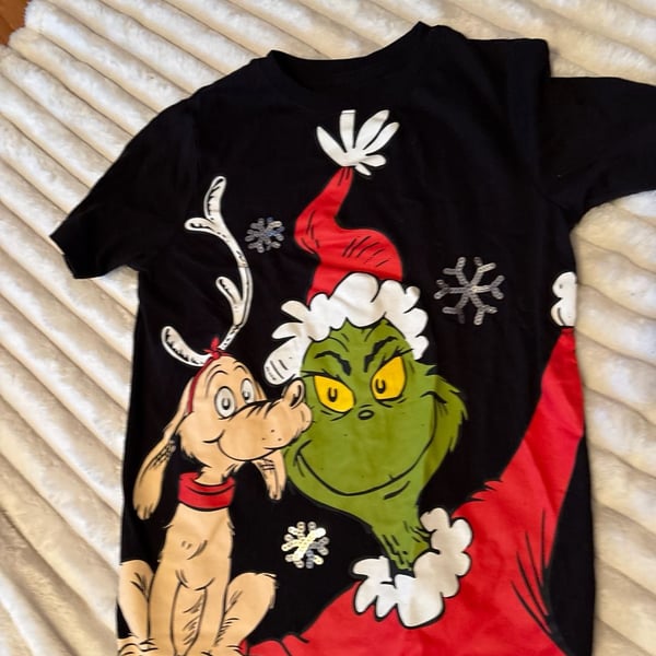 Dr. Seuss The Grinch and Max Graphic T-Shirt with Sequins Size M