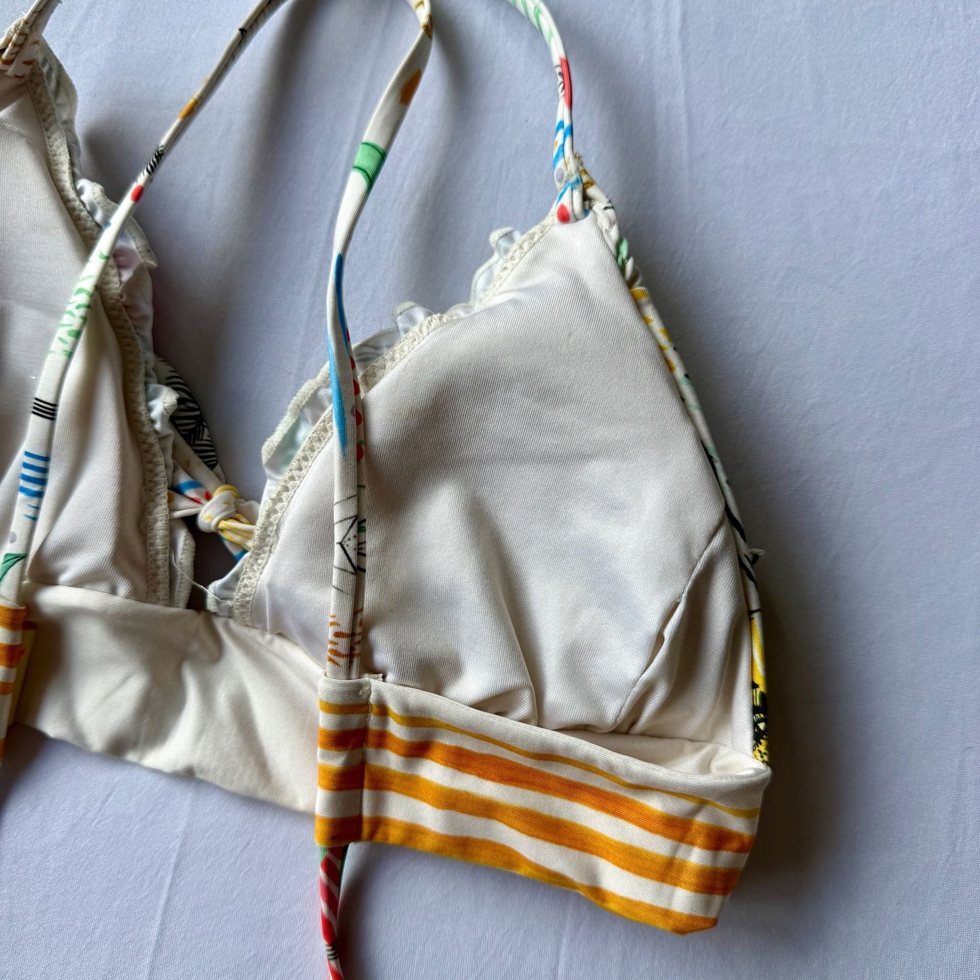 Agua Bendita Sun and Palm Tree Print Scalloped Triangle Bikini Top 4