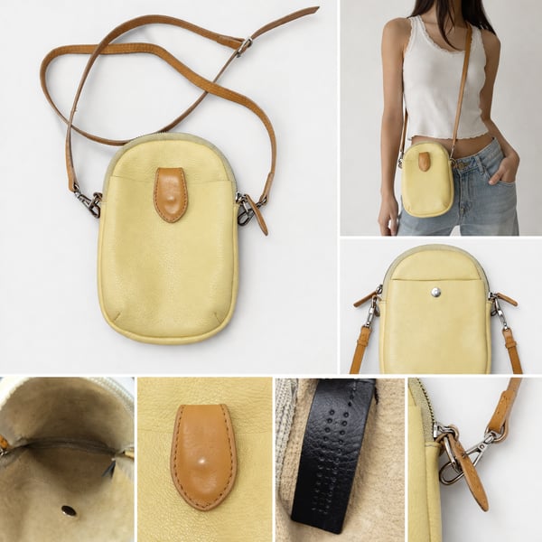 Divina Firenze Fine Top Leather Art. Amanda Crossbody Purse Golden Miele Italy