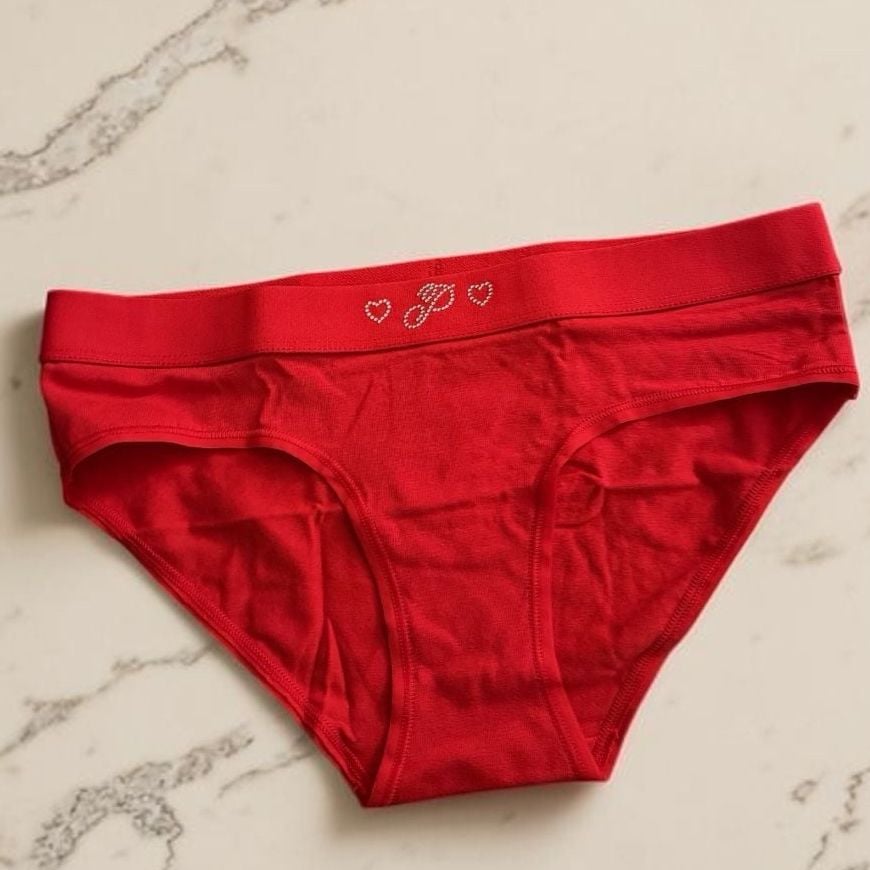 Victoria's Secret PINK Cotton Hiphugger Panty with Red Heart Rhinestones 1