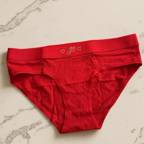 Victoria's Secret PINK Cotton Hiphugger Panty with Red Heart Rhinestones