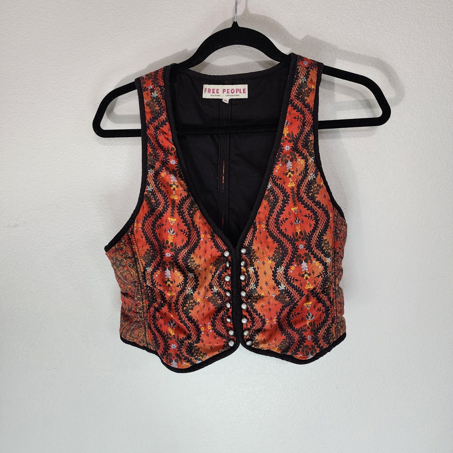 Free People Little Bit of Love Quilted Paisley Vest XS 3