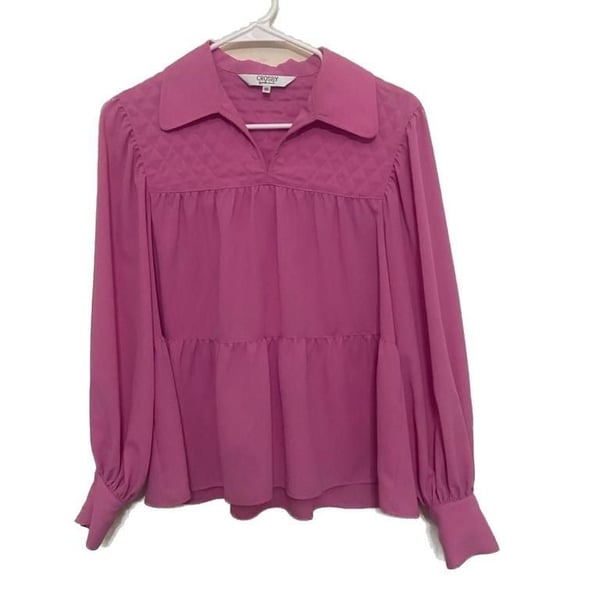 Crosby by Mollie Burch Hattie Quilted Tiered Blouse Pink Size XS