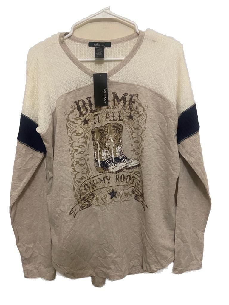 Sable Sky Blame It All On My Roots Graphic Long Sleeve Top Size L 3
