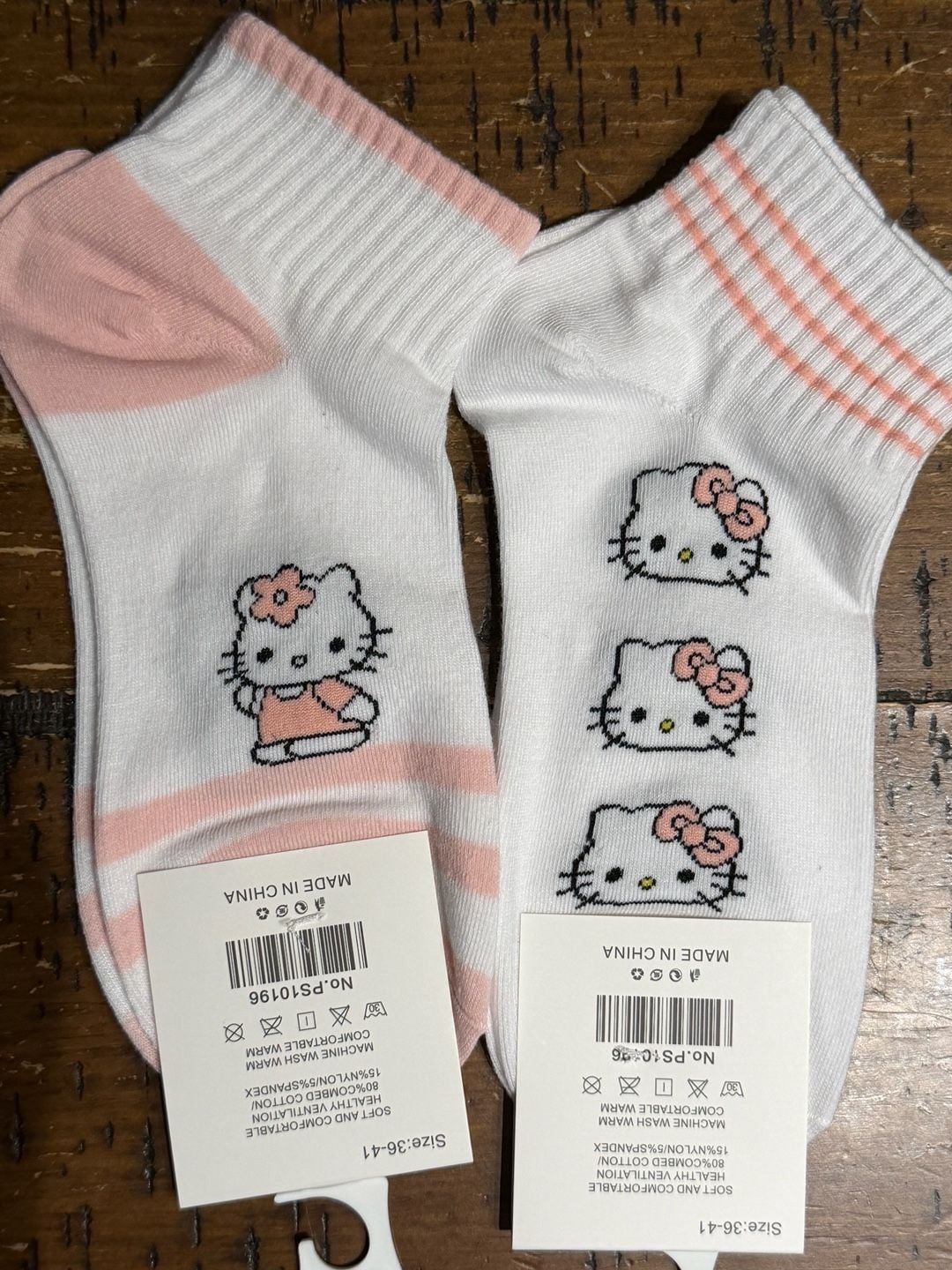 Fashion Socks Hello Kitty Pink and White Ankle Socks 2 Pairs Size 36-41 2