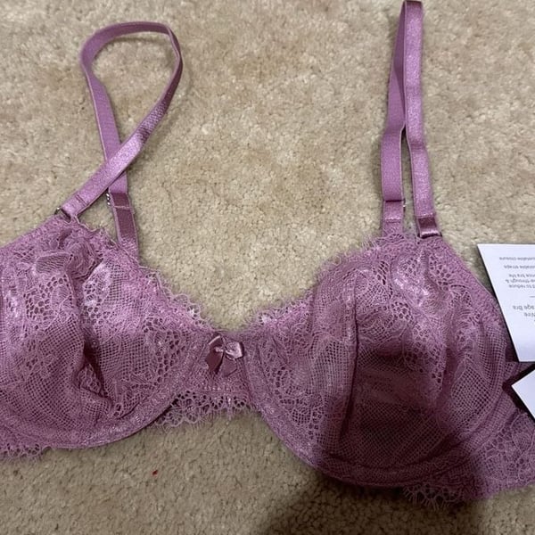 Auden Lace Unlined Comfort Wire Demi Coverage Bra, Purple, Size 34B
C7